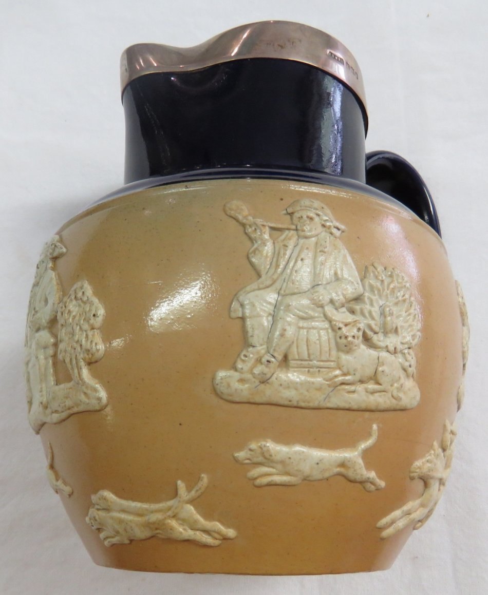 Stoneware Antique Doulton Lambeth Stoneware jug with hallmarked